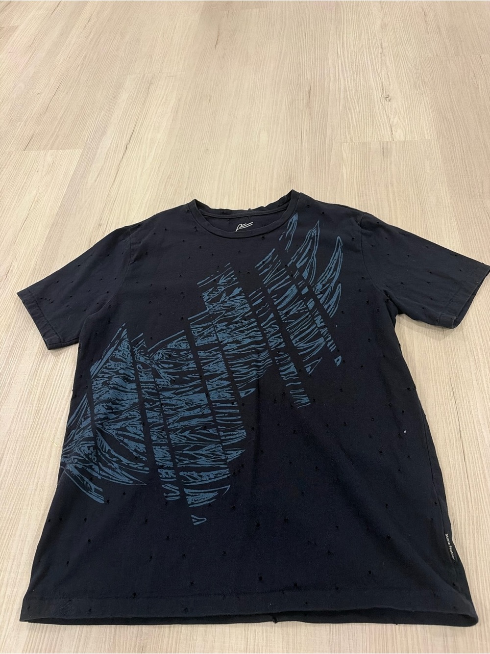 Stone Feather Black Distressed Tee
